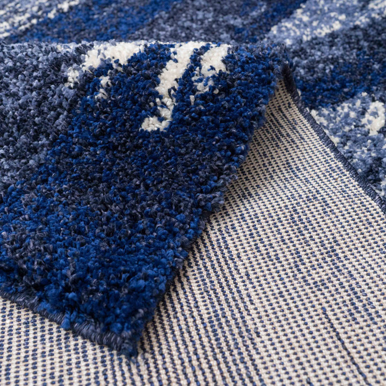 Brayden Studio Luxury Hygge Shaggy Blue/Grey/Cream Rug Wayfair.co.uk